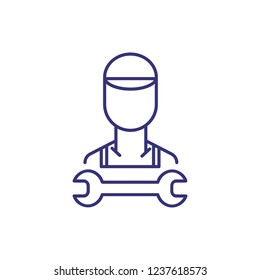 Mechanic line icon. Technician, professional, wrench. Car service concept. Can be used for topics like maintenance, repair station, occupation