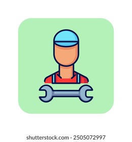 Mechanic line icon. Technician, professional, wrench. Car service concept. Can be used for topics like maintenance, repair station, occupation