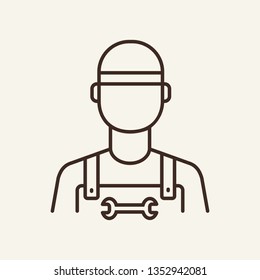 Mechanic Line Icon. Worker, Specialist, Overall. Repairman Concept. Can Be Used For Topics Like Garage, Maintenance, Service 