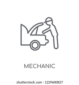 Mechanic linear icon. Modern outline Mechanic logo concept on white background from Professions collection. Suitable for use on web apps, mobile apps and print media.