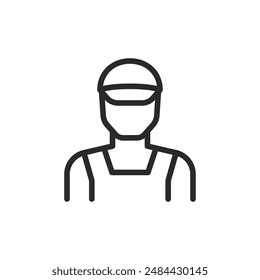 Mechanic, linear style icon. auto mechanic or technician. Editable stroke width.