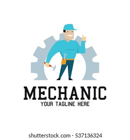 Mechanic logo design with mascot