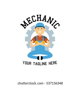 Mechanic logo design with mascot