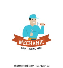 Mechanic logo design with mascot