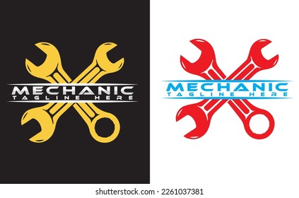 
Diseño de logotipos mecánicos, logotipo de tienda mecánica y plantilla vectorial.