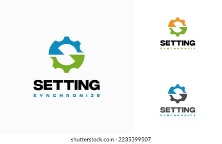 Mechanic Logo designs concept vector, Gear synchronize logo template icon