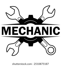 Mechanic logo with gear and wrench. Elements for logo, label, emblem, sign, badge.	
