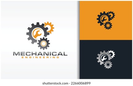 mechanisches Logo mit Fanggerät und französischer Vektorgrafik