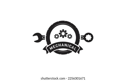 Mechanic Logo Set, Workshop Repair Icon, Tire Wheel Icon Vintage Template.