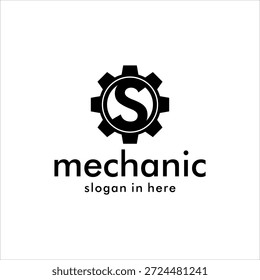 Logotipo mecânico ícone vetor letra de engrenagem moderna S serviço de engenharia industrial reparação identidade de marca corporativa design