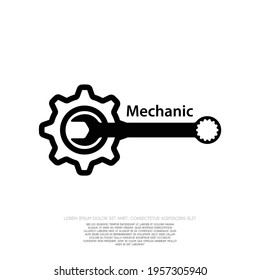 Mechanisches Logo, Vektorgrafik für Ihre Illustration. Symbol für die Reparatur von Kraftfahrzeugen