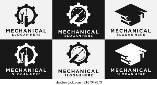 mechanic logo, vehicle and industrial engine repair logo. design templates, vector illustrations.