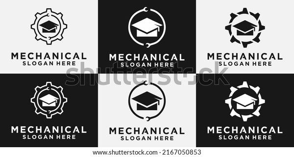 mechanic logo, vehicle and industrial\
engine repair education logo. vector design\
templates.