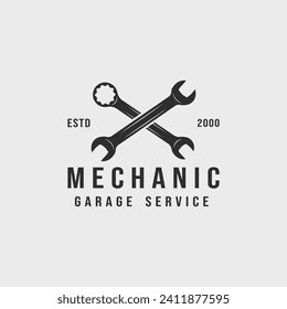 mechanic logo vintage vector illustration template icon label design