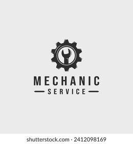 mechanic logo vintage vector illustration template icon label design