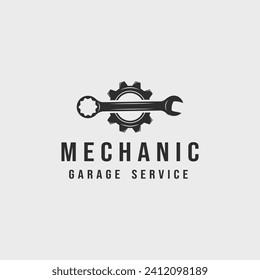 mechanic logo vintage vector illustration template icon label design