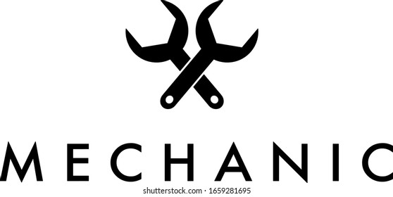 Mechanic Logo with Wrench and Text