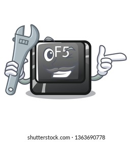 Mechanic longest F5 button on cartoon keyboard