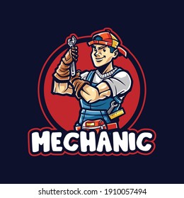 Mechanic man Cartoon mascot logo