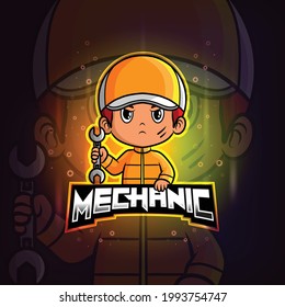 The mechanic mascot esport logo design of illustration