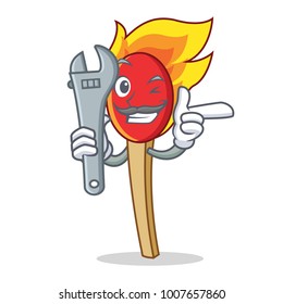 Mechanic match stick mascot cartoon
