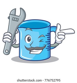 Mechanic measuring cup character cartoon