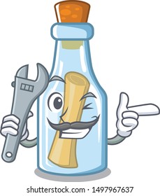 Mechanic message in bottle with shape mascot