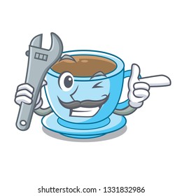 Mechanic milk tea isolated with the mascot