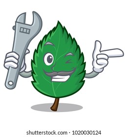 Mechanic mint leaves mascot cartoon