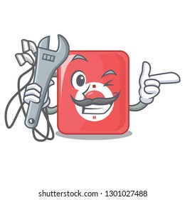 Mechanic mp3 player isolated on with mascot