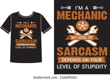 Mechanic my level of sarcasm t-shirt design template