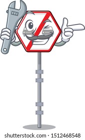 Mechanic no overtaking toys above cartoon table