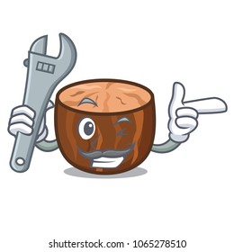 Mechanic nutmeg mascot cartoon style vector illustration