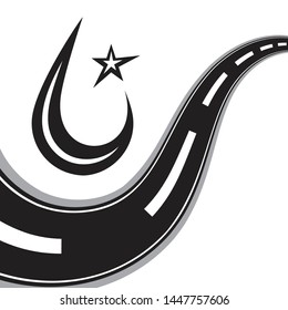 Mechanic oil or car engine oil vector icon. Shining black drop of car lubricant logo with speed road on white background