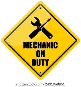 Mechanic On Duty, sign Vector