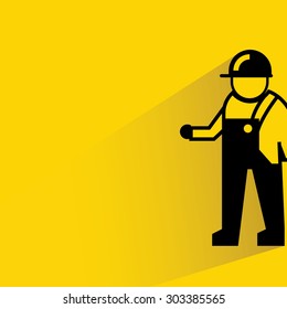 mechanic on yellow background, flat and shadow theme