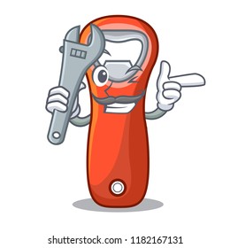 Mechanic opener bottle cap isolated on mascot