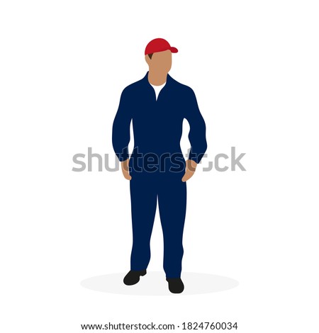Mechanic in overalls on a white background