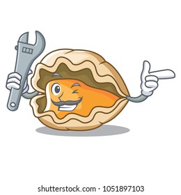 Mechanic oyster mascot cartoon style