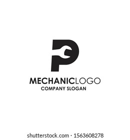 Mechanic p logo auto mechanical modern