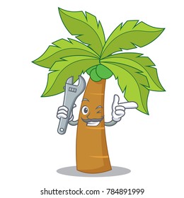 Mechanic palm tree character cartoon