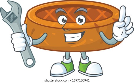 A mechanic peanut cookies mascot character fix a broken machine