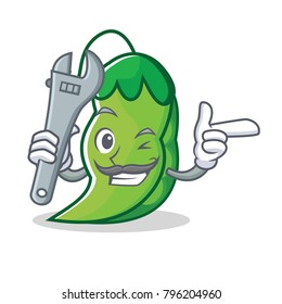 Mechanic peas mascot cartoon style