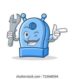 Mechanic pencil sharpener character cartoon