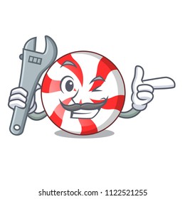 Mechanic peppermint candy mascot cartoon