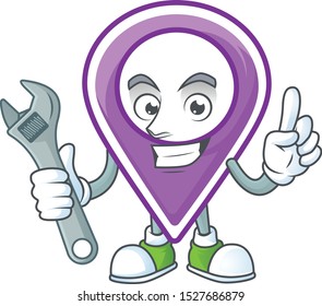 Mechanic pin location cartoon on white background