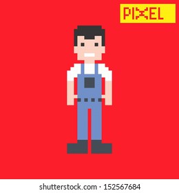 mechanic pixel character