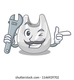 Mechanic plastic bag mascot cartoon