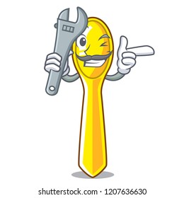 Mechanic plastic kitchen spoon isolated on mascot