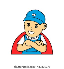 Mechanic or plumber cartoon vector character illustration